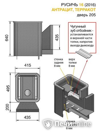 Дровяные печи-каменки Везувий Русичъ Антрацит 16 (205) 2016 в Волгограде