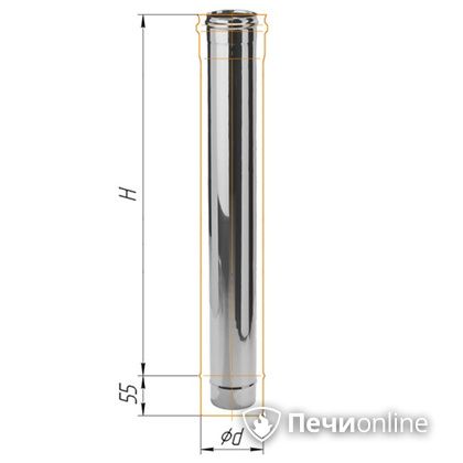 Дымоход Феррум Дымоход нержавейка 08 d-115 L=1м в Волгограде