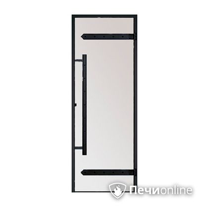 Дверь для бани Harvia Стеклянная дверь для сауны LEGEND 7/19 черная коробка сосна сатин D71905МL в Волгограде